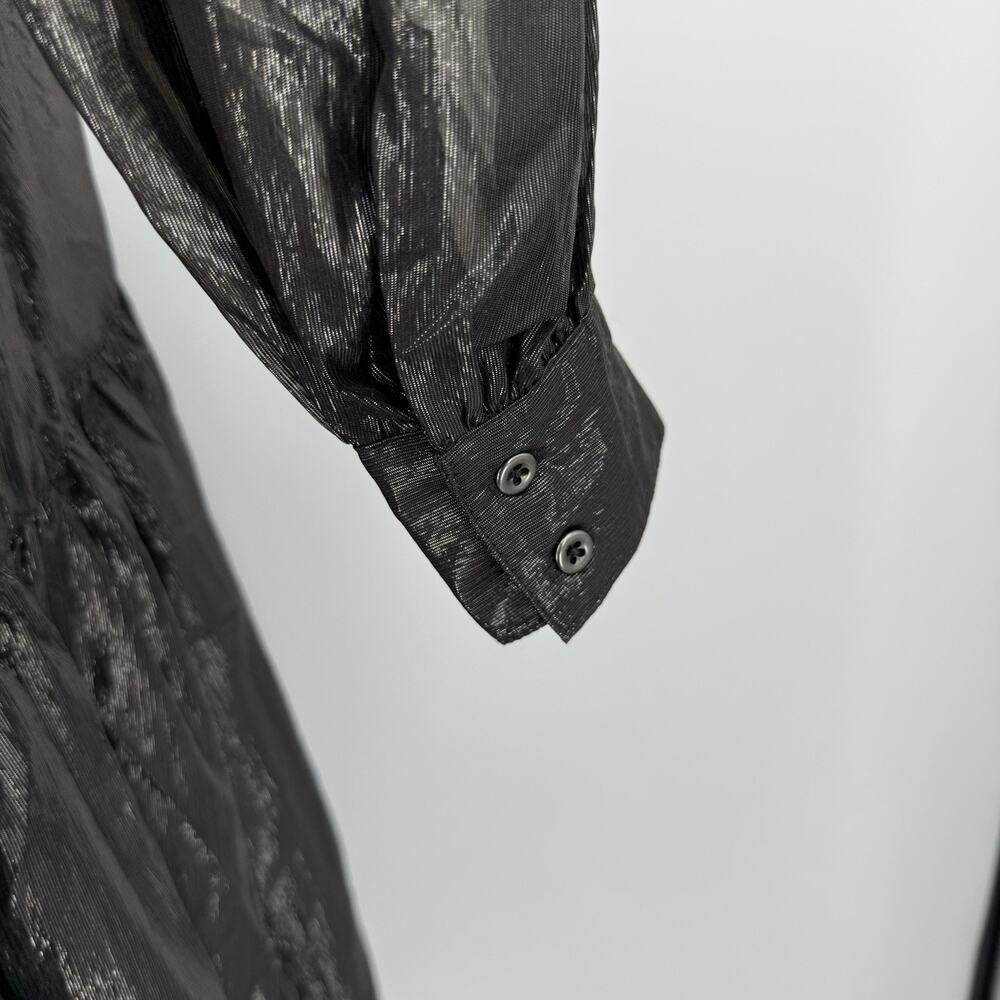 Pilcro Anthropologie High Low Dress Metallic Tiered Maxi Black XS Goth Oversized - Picture 8 of 12